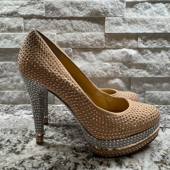 Gianni Bini Tan Studded Platform Heels - Picture 2 of 5